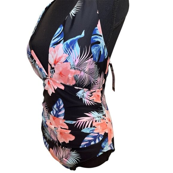 DKNY Ladies Halter Shirred Swimsuit Size XLarge Tummy Control New With Tags NWT - Picture 5 of 11